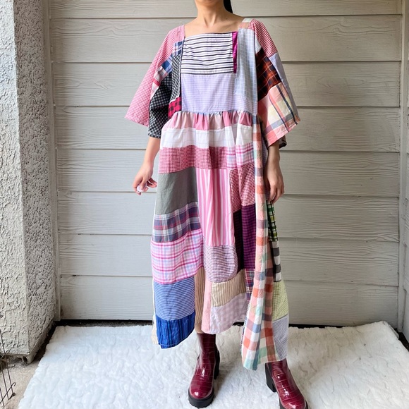 Handmade Quilted Patchwork Plaid/Gingham/Checkered Dress SKU 10022 - Picture 1 of 16